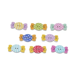 30pcs Cute Candy Shape Wood Buttons for Crafts Sewing Scrapbooking DIY 25x12mm - Picture 1 of 6