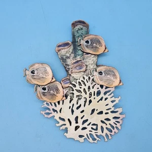 Bovano of Cheshire Enameled Metal Sculpture Wall Art Colorful Reef Tropical Fish - Picture 1 of 7