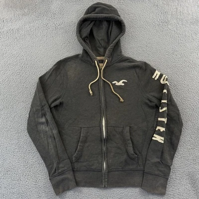Sudadera Hollister Vintage Hombres XL Gris Cremallera Completa Sudadera con Capucha Playa Malibú Preppy Y2K Foto 1 de 4