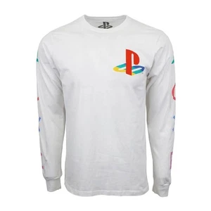 Camiseta para hombre blanca Play Station manga larga logotipo estampado de botones - Imagen 1 de 4