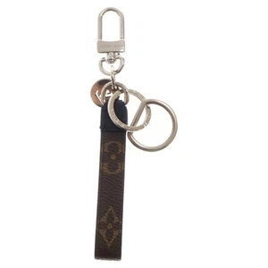 LOUIS VUITTON Monogram Keychain Bag Charm Brown Silver Color Length 6.1in - Picture 1 of 6