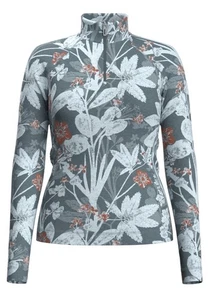 Smartwool Women's Classic Thermal Merino Base Layer 1/4 Zip - Winter Sky Floral  - Picture 1 of 10