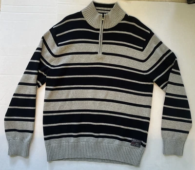 NEW Nautica Sweater 1/4 Zip Pullover Knit Gray & Blue Men's Size XL - Image 1 of 4