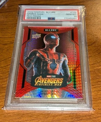Spider-Man Tom Holland 2022 Marvel Allure Avengers Infinity War Red Prizm PSA 10 - Image 1 of 3