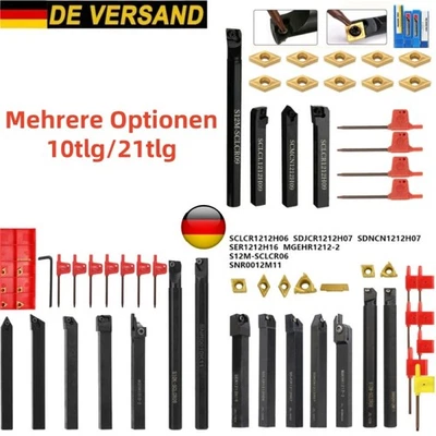 10/21 Set 10mm Hartmetall Drehmeißel Klemmhalter Drehstahl mit Wendeplatten Satz - Bild 1 von 4