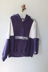 Vintage Dallas Cowboys Tailgate Pullover Hoodie Men's M 1/4 Zip Purple White - Picture 1 of 7