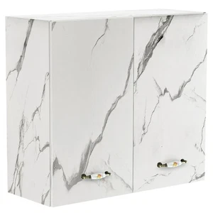 Mobile Cucina Pensile 2Ante Componibile in Legno Colore Bianco Marmo 80x32 H72cm - Foto 1 di 5