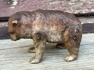 ANTIQUE GERMAN HERTWIG JOINTED BISQUE BEAR DOLL FIGURINE BROWN - Picture 1 of 5
