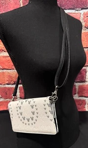 Disney Parks White and Grey crossbody bag/wallet with Mickey Mouse hearts MOS - Picture 1 of 7