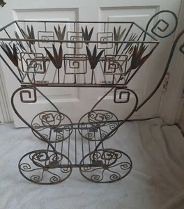 Brass Decorative Cart for Flowers or Towels or Magazines Multi Uses - Picture 1 of 7