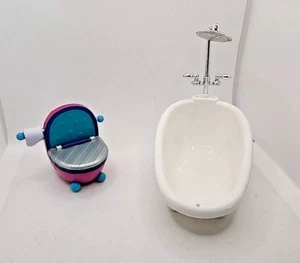 LOL Surprise OMG Puppenhaus Möbel SPÜLUNG Töpfchen Toilette & Badewanne/Dusche - Bild 1 von 6