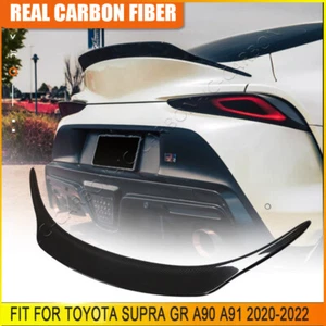For Toyota Supra GR A91 A90 2020-22 DRY CARBON FIBER REAR TRUNK SPOILER WING LID - Picture 1 of 11