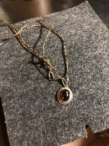 Vintage Halskette mit schwarzem Edelstein - Bild 1 von 6