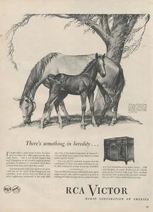 1945 RCA Victor Cabit Radio Horse with Colt Something In Heredity Vtg Print Ad - Picture 1 of 1