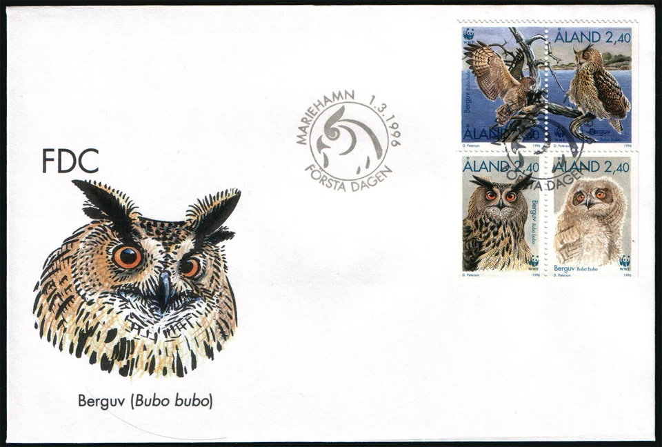 Aland FDC 1996, WWF Stamps, Owl, Mint - Image 1 of 1
