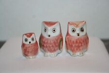 3 porcelain figurines, hand painted owls, height between 3 and 4 cm