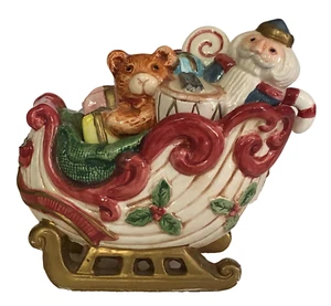Fitz and Floyd 1993 Navidad Condimento Cuenco con Cuchara Santa Trineo Trineo Trineo Juguetes De Colección - Imagen 1 de 13