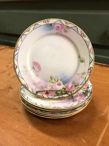 Vintage Antique Nippon Gold Rose floral Dessert Appetizer Plates plate set 6 - Picture 1 of 12