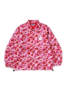 A Bathing Ape Men's Coach Jacket 2025 SS ABC CAMO APE HEAD Pink Japanese S size - Picture 1 of 5