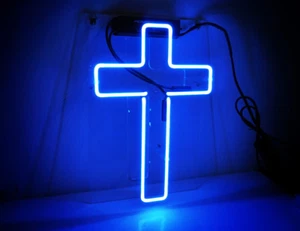14"x7"Cross Neon Sign Light Christianity Room Wall Decor Handmade Art Customized - Picture 1 of 5