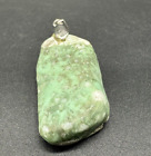 Vintage Nephrit Jade? Polierter Stein 925 Sterlingsilber Anhänger 9Gs 1,5 Zoll