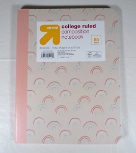 Cuaderno de 80 hojas rosa de composición con reglas universitarias up & up - Imagen 1 de 3