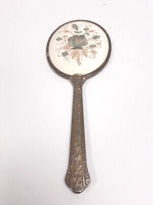 Vanity Vintage Hand Mirror Silver Tone Embroidery Pre-owned  • 17.33€