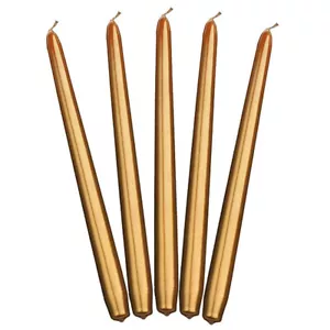 10 Stück Metallische Spitzkerzen in Gold 29cm Dekorationen Kerzen - Bild 1 von 2