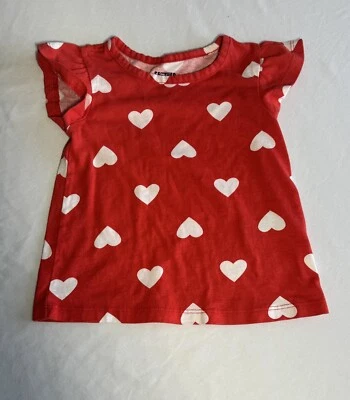 Camiseta feminina coração namorados manga curta vermelha branca tamanho 2T - Imagem 1 de 4
