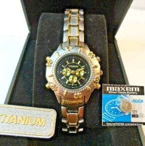 Retired Geneva Japan-Titanium-Unisex-Gold & Silver Watch-New In Box-Ex Battery - Picture 1 of 11