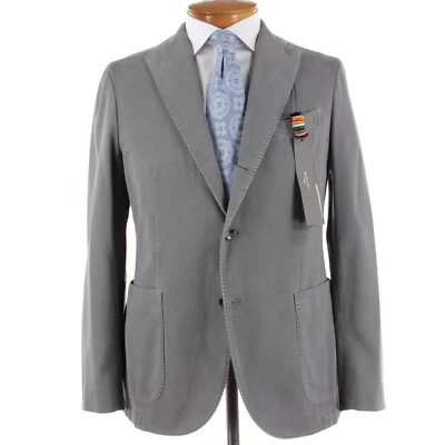 Abrigo deportivo Boglioli nuevo con etiquetas/chaqueta K talla 48R (38R EE. UU.) en mezcla de algodón gris liso Foto 1 de 4