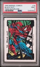 1990 COMIC IMAGES MARVEL TODD MCFARLANE BLACK OUT! SPIDER-MAN #16 PSA 9