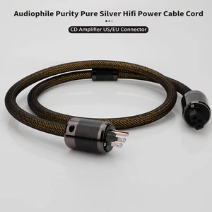 Cable de alimentación de grado audiófilo con conductores plateados para amplificador conector EE. UU./UE - Imagen 1 de 9