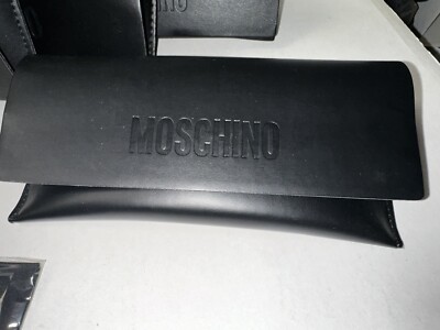 Auth New  MOSCHINO  Black Fold Over Leather E...