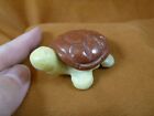 Y-TUR-LAT-705) orange + yellow TURTLE tortoise 2 piece carving FIGURINE gemstone