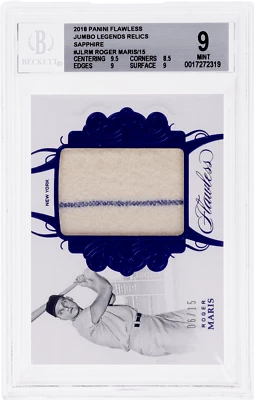 2018 Panini Flawless Roger Maris Jumbo Legend relíquia safira #JLRM /15 BGS 9 - Imagem 1 de 2