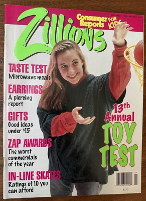 Vintage Dec 1992/Jan 1993 Zillions Magazine Toy Test Skates Kids Consumer Report Foto 1 de 4