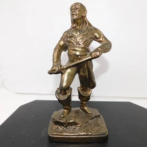 VTG 9.5" Bronze Pirate Warrior Statue Figure with Sword MCM Hollywood Regency - Picture 1 of 8