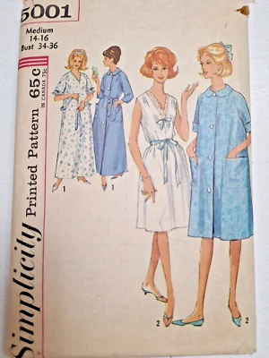 Nightgown Robe MuuMuu Housedress M 14 16 Simplicity 5001 Sewing Pattern Cut VTG - Image 1 of 4