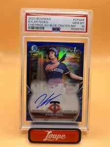 Kyler Fedko 2023 Bowman 1st Chrome Prospect Blue Crater Auto /150 PSA 10 Twins