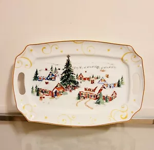 Williams Sonoma Twas the Night Before Christmas Snowy Village Porcelain Platter - Picture 1 of 4