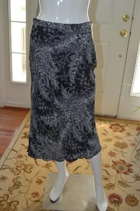 Mujer ANTHROPOLOGIE Negro/Blanco Floral Media Pantorrilla Falda Talla 8 - Imagen 1 de 4