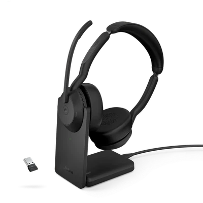 Jabra Evolve2 55 Link 380 USB-A MS Stereo Headset and Stand - Image 1 of 3