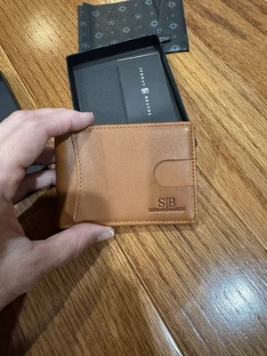 Serman Brands RFID Blocking Leather Wallet Money Clip NEW In Box Brown - Image 1 of 4