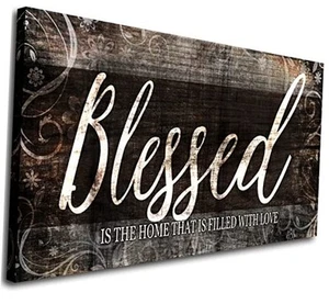 Blessed Home Quote Canvas Wall Art|Brown Wall Decor for Living Room|Blessed - Picture 1 of 7