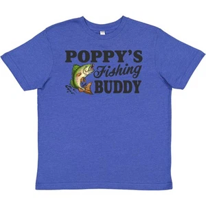 Inktastic Poppy's Fishing Buddy Youth T-Shirt Kids Little Fish Illustration I - Picture 1 of 2