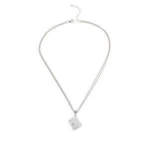 Kwan Collections Baroque Cultured Pearl & White Zircon Drop Necklace, 18" - Picture 1 of 3