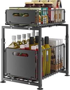 Organizzatore Sotto Il Lavandino 2 Livelli Regolabile in Altezza Armadio Portaog - Foto 1 di 12