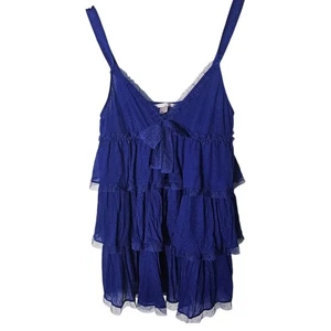 Vintage Victoria's Secret Camisole-Top M blau glitzernd transparent Stufen Y2K Fee kokett - Bild 1 von 9