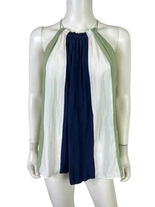 Ramy Brook Women's Tank Top Tori High Neck Pleated Blue Sage Halter Loose Size S - Picture 1 of 12